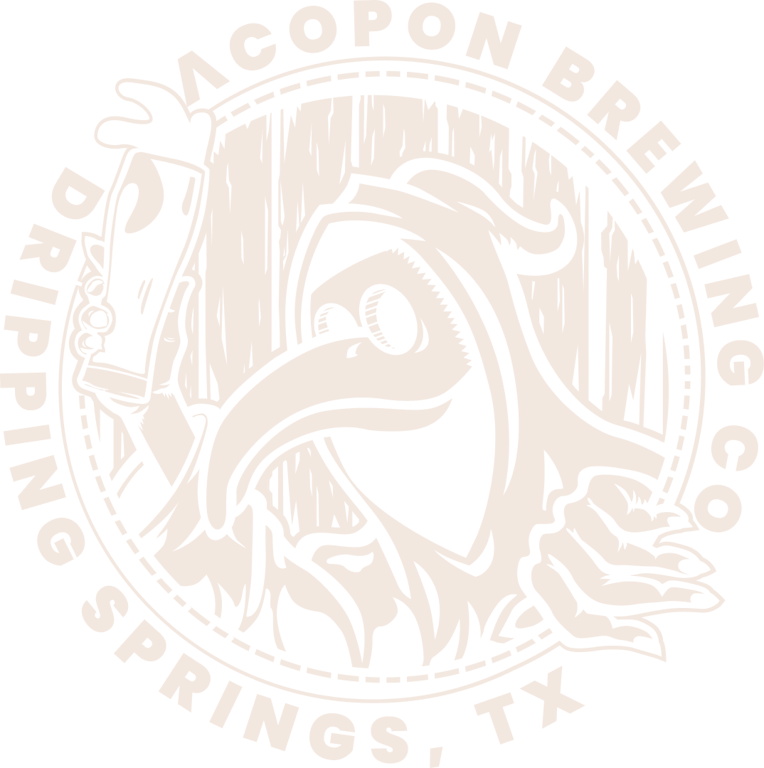 Secondary logo for Acpopon Brewing Co. depicts a plague doctor facing left with the name underneath.